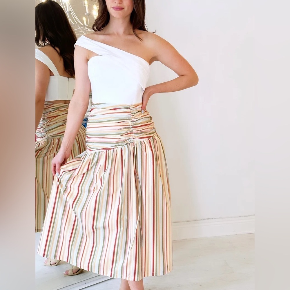 Jacquie the Label Rainbow Ruched Skirt Size Small